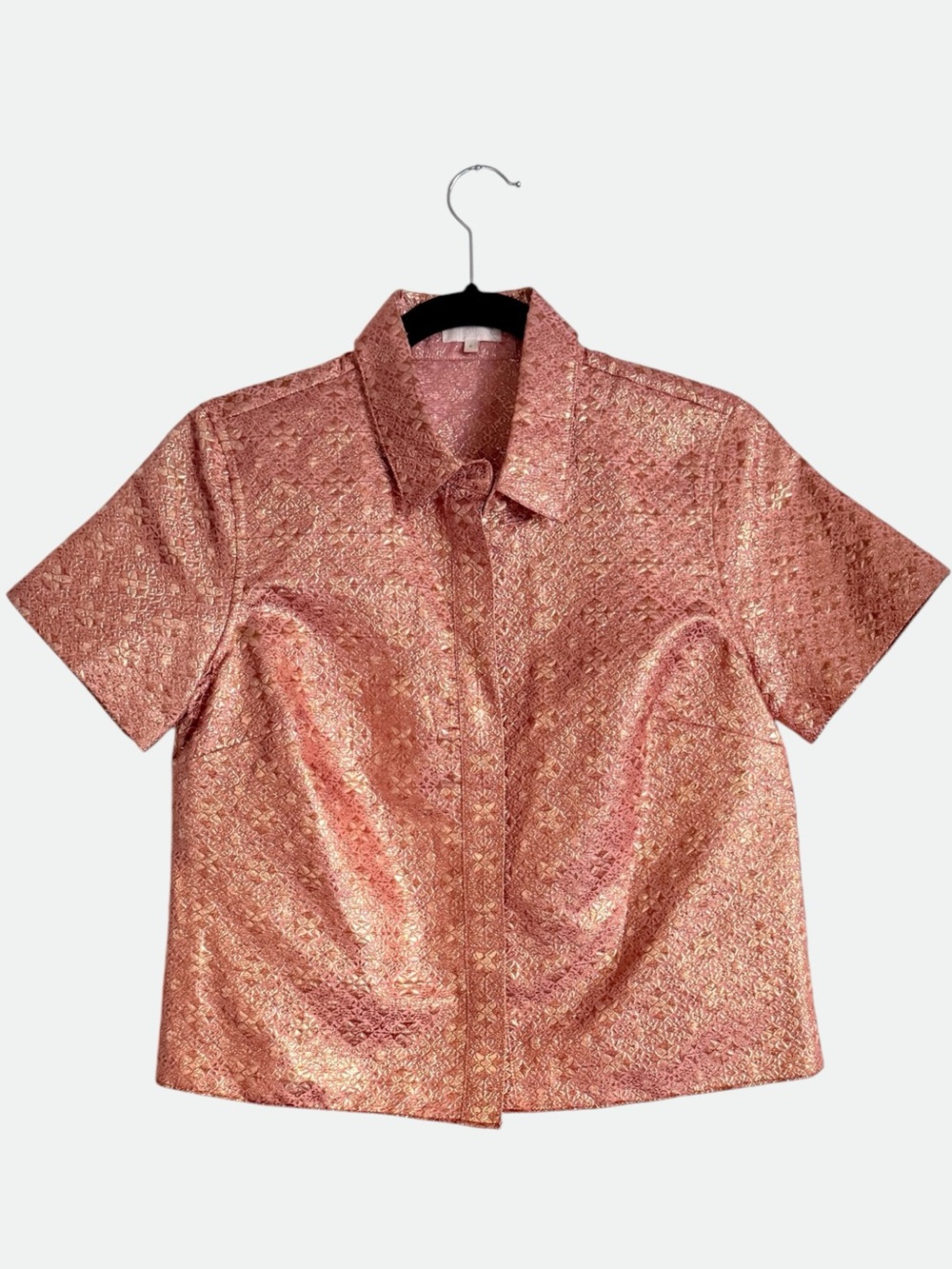 J.Crew Jacquard brocade pink rose gold button shirt  6 medium